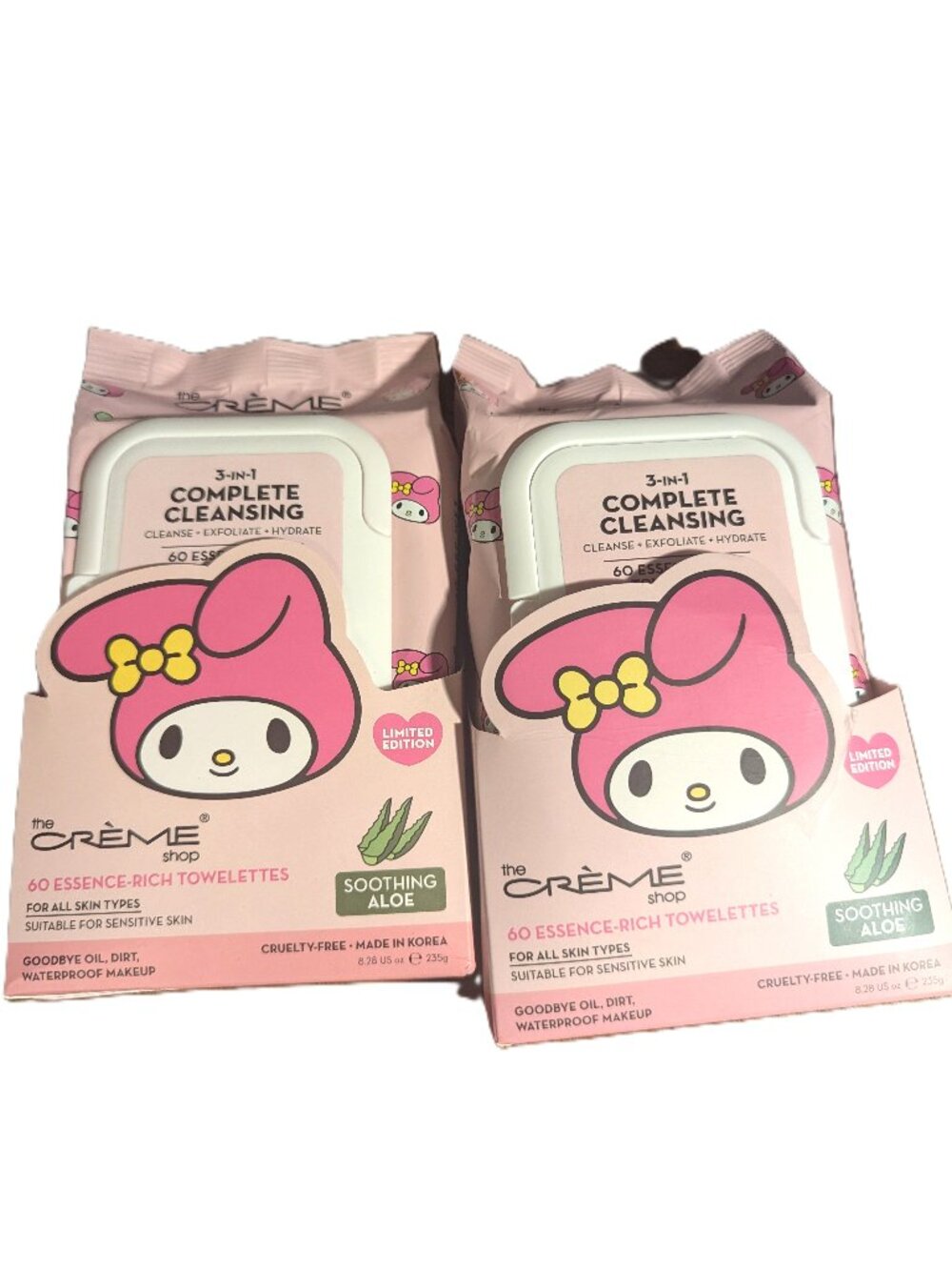 2 New Sealed Limited Edition The Creme Shop Essence Rich Towelettes Aloe Vera